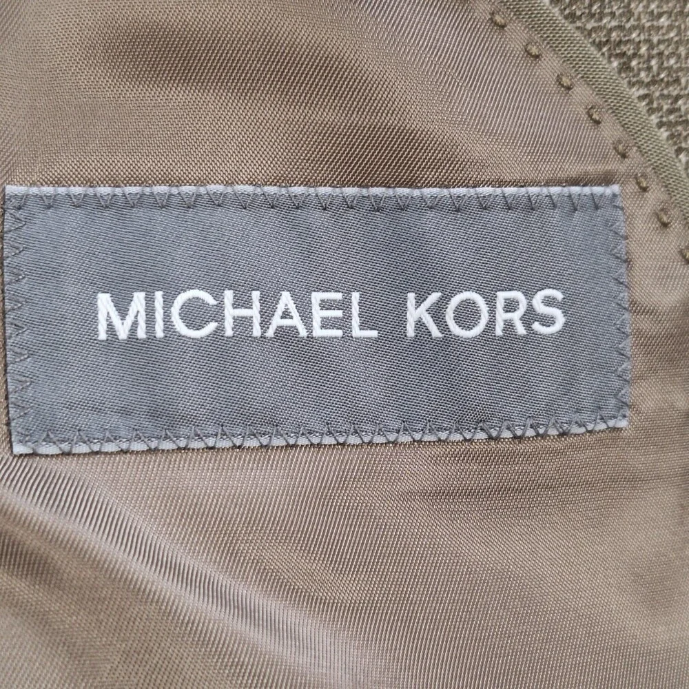 Michael Kors Blazer Mens 46 Regular Beige Check Stretch Single Vent 2 Btn